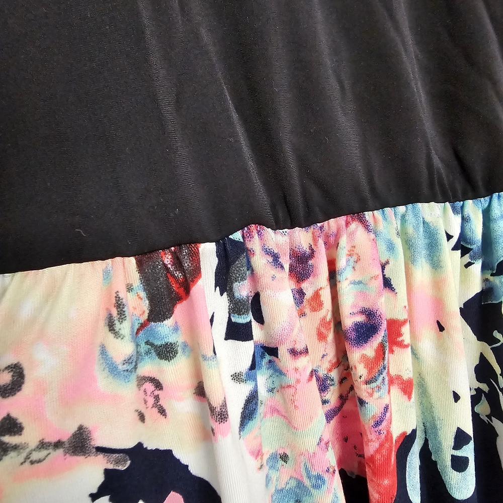 NWT Hazel Blues 1X Maxi Dress Black Top & Floral Skirt Tara Lynn’s - Picture 4 of 6